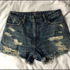 high waisted distressed A&F shorts